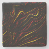 Wavy rote goldlange Spuren auf schwarzem Hintergru Steinuntersetzer (Vorderseite)