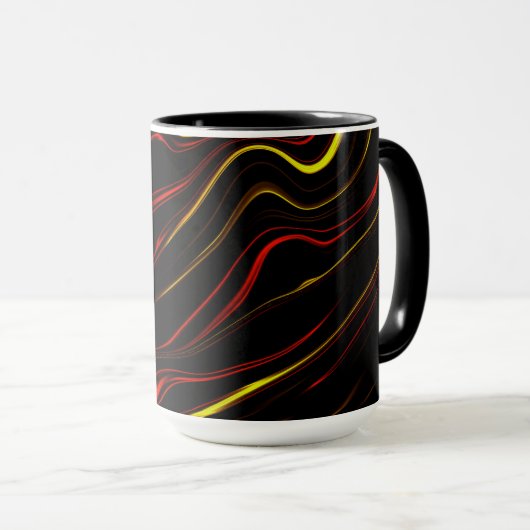 Wavy rote goldlange Spuren auf schwarzem Hintergru Tasse (VorderseiteRechts)