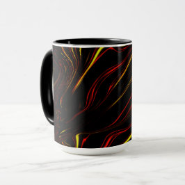 Wavy rote goldlange Spuren auf schwarzem Hintergru Tasse