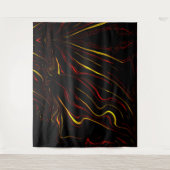 Wavy rote goldlange Spuren auf schwarzem Hintergru Wandteppich (Vorderseite)