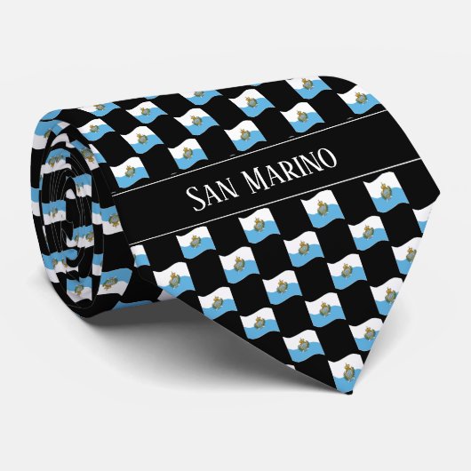 Wavy San Marino Flag Pattern  Krawatte (Gerollt)