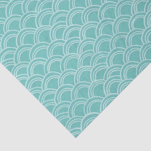 Wavy Scallops Muster White Aqua Seidenpapier (Ausschnitt)