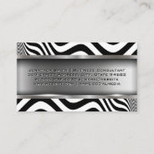 Wavy Schwarz-weiß Lines | Metallisch Visitenkarte (Rückseite)