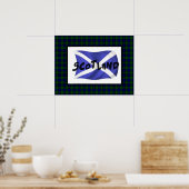 Wavy Scotland Flag und Tartan Poster (Küche)
