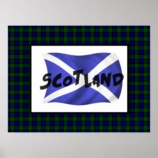 Wavy Scotland Flag und Tartan Poster (Vorne)