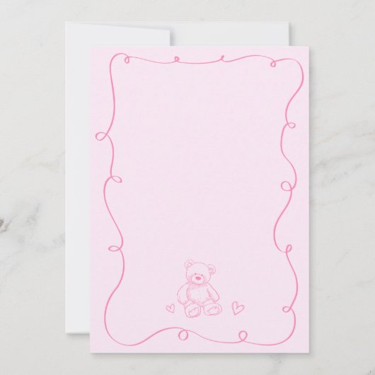 Wavy Scribble Hand Drawing Bearly Wait Baby Dusche Einladung (Rückseite)