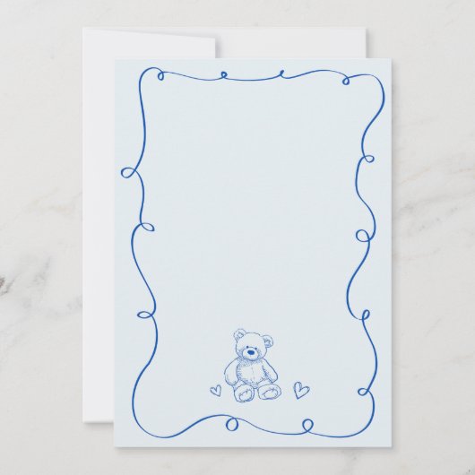 Wavy Scribble Hand Drawing Bearly Wait Baby Dusche Einladung (Rückseite)