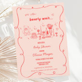 Wavy Scribble Hand Drawing Bearly Wait Baby Dusche Einladung