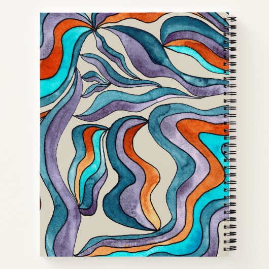 Wavy Script Blue Name Groovy Retro Zurück zur Schu Notizblock (Rückseite)