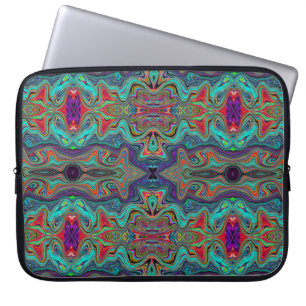 Wavy Sea Foam Green and Red Trippy Pattern Laptopschutzhülle