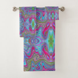 Wavy Sky Blue Multicologe Trippy Muster Badhandtuch Set