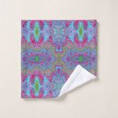 Wavy Sky Blue Multicologe Trippy Muster Badhandtuch Set (Waschlappen)