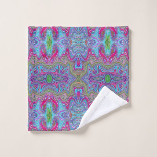 Wavy Sky Blue Multicologe Trippy Muster Badhandtuch Set (Waschlappen)