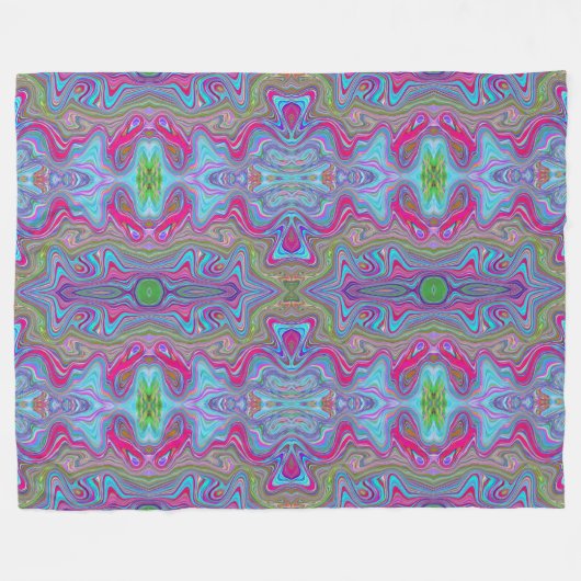 Wavy Sky Blue Multicologe Trippy Muster Fleecedecke (Vorderseite (Horizontal))