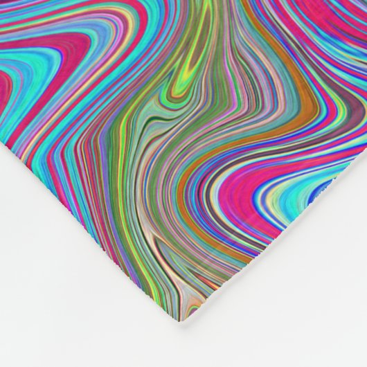 Wavy Sky Blue Multicologe Trippy Muster Fleecedecke (Ecke)