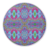 Wavy Sky Blue Multicologe Trippy Muster Keramikknauf (Vorderseite)