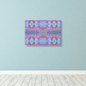 Wavy Sky Blue Multicologe Trippy Muster Leinwanddruck (Insitu (Holzboden))