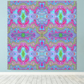 Wavy Sky Blue Multicologe Trippy Muster Leinwanddruck (Insitu (Holzboden))
