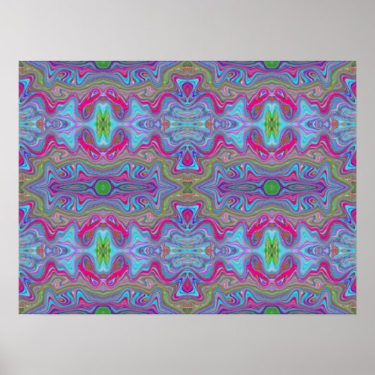 Wavy Sky Blue Multicologe Trippy Muster Poster (Vorne)