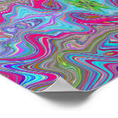 Wavy Sky Blue Multicologe Trippy Muster Poster (Ecke)