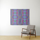 Wavy Sky Blue Multicologe Trippy Muster Wandteppich (Beispiel (Horizontal))