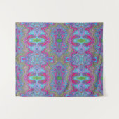 Wavy Sky Blue Multicologe Trippy Muster Wandteppich (Vorderseite (Horizontal))