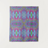Wavy Sky Blue Multicologe Trippy Muster Wandteppich (Vorderseite)