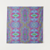 Wavy Sky Blue Multicologe Trippy Muster Wandteppich (Vorderseite (Horizontal))