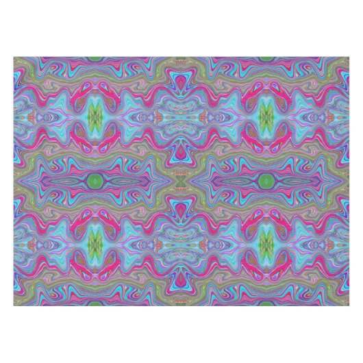 Wavy Sky Blue Multicolored Trippy Pattern Tischdecke (Vorderseite (Horizontal))