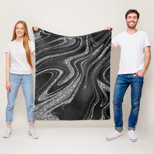 Wavy-Sliver-Glitzer auf schwarz Fleecedecke (Beispiel)