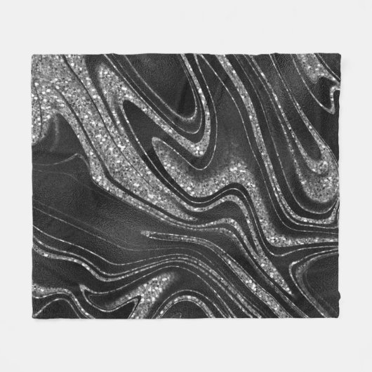 Wavy-Sliver-Glitzer auf schwarz Fleecedecke (Vorderseite (Horizontal))