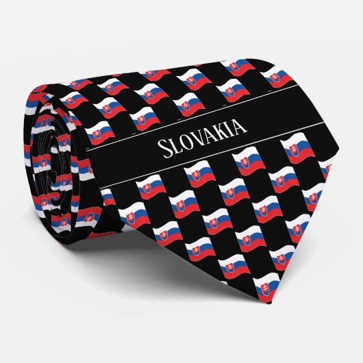 Wavy Slovakia Flag Pattern  Krawatte (Gerollt)