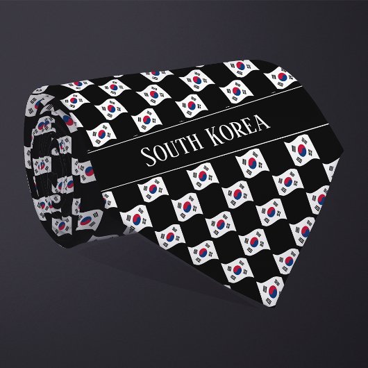 Wavy South Korea Flag Pattern Krawatte