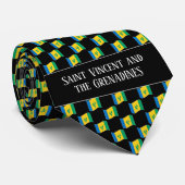 Wavy St Vincent und das Grenadines-Flaggenmuster Krawatte (Gerollt)