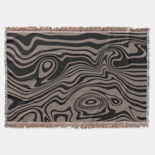 Wavy Strip Black Brown Throw Blanket Decke (Vorderseite)
