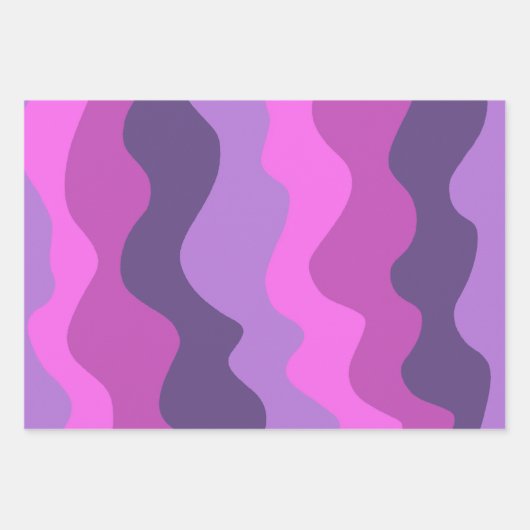 Wavy Strip farbenfroh rosa Lila Retro Erdgeschenk Geschenkpapier Set (Vorderseite)