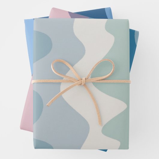 Wavy Strip farbenfrohe Retro Earthy Gift Geschenkpapier Set (Beispiel)