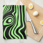 Wavy Striped Black and Green Kittuch Geschirrtuch (Viertel Falte)