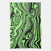 Wavy Striped Black and Green Kittuch Geschirrtuch (Vertikal)