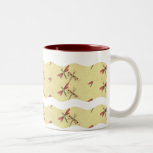 Wavy Stripes-Dragonfly Freude: Kaffeemaschine Tass Zweifarbige Tasse