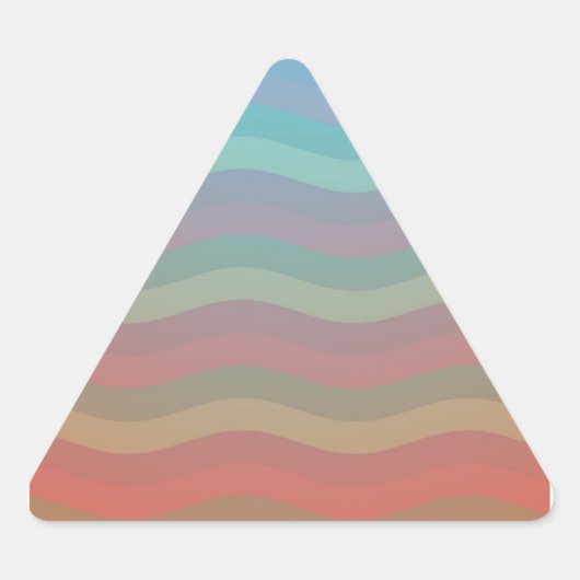 Wavy Stripes Orange Blue Gradient Dreieckiger Aufkleber (Vorderseite)