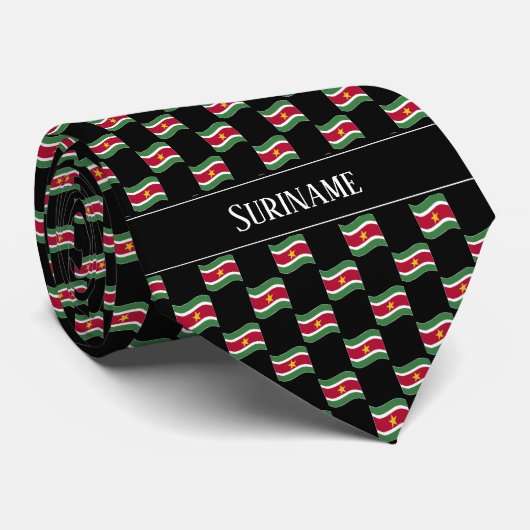 Wavy Suriname Flag Pattern  Krawatte (Gerollt)