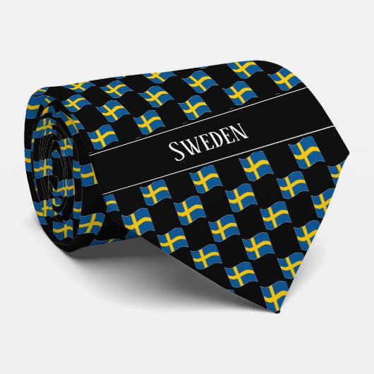 Wavy Sweden Flag Pattern  Krawatte (Gerollt)