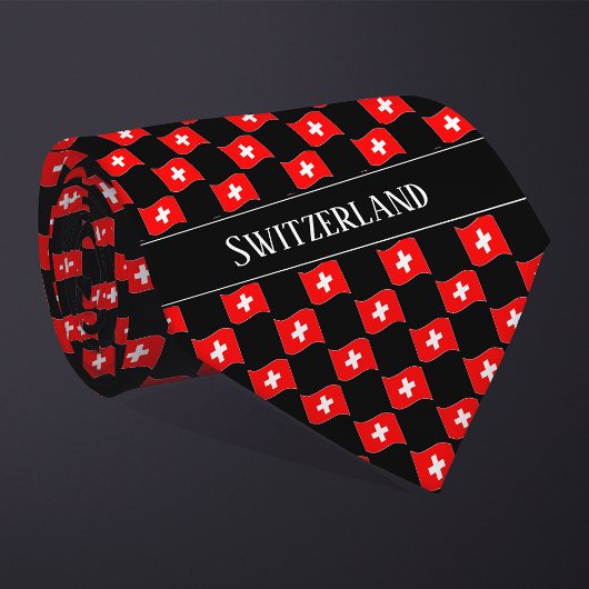 Wavy Switzerland Flag Pattern Krawatte