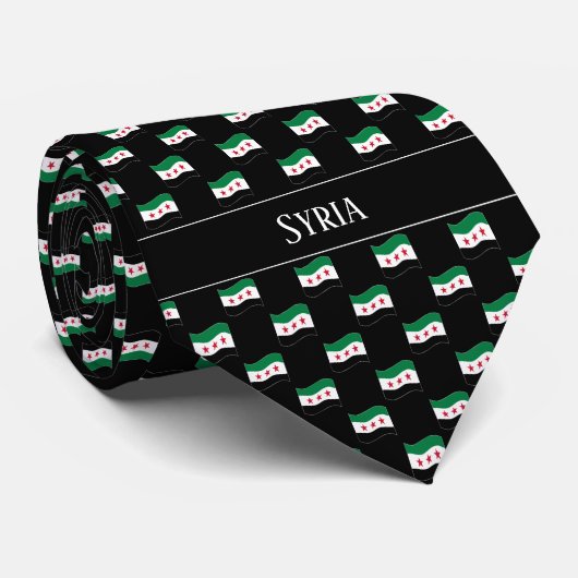 Wavy Syria Flag Pattern Krawatte (Gerollt)