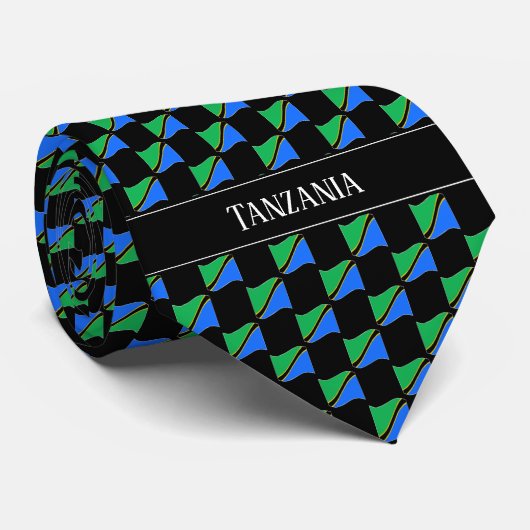 Wavy Tanzania Flag Pattern  Krawatte (Gerollt)