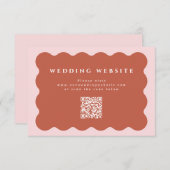Wavy Terracotta & Blush Wedding Website QR Code Begleitkarte (Vorne/Hinten)