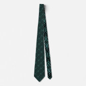 Wavy Tilted Ribbon Pattern With Teal On Black      Krawatte (Vorderseite)