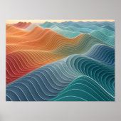 Wavy Topographic Lines in 3D Poster (Vorne)