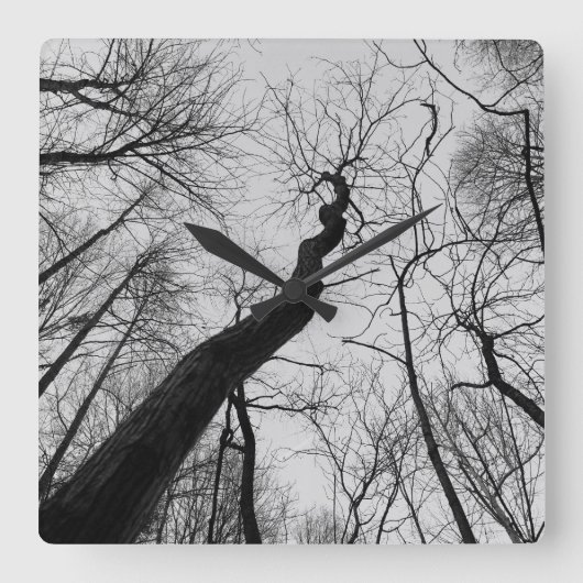 Wavy_Tree_Clock Quadratische Wanduhr (Vorderseite)